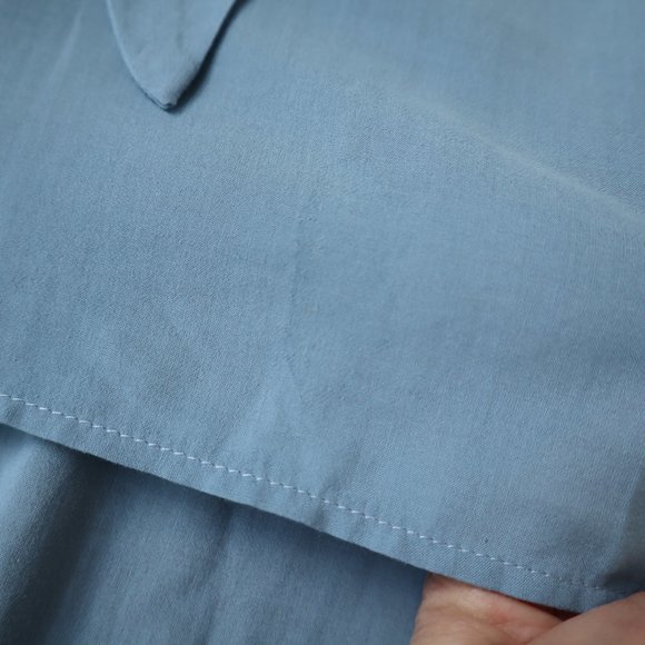 Everly Cornflower Blue Boho Poet's Blouse with Tie, Size S - Picture 13 of 16